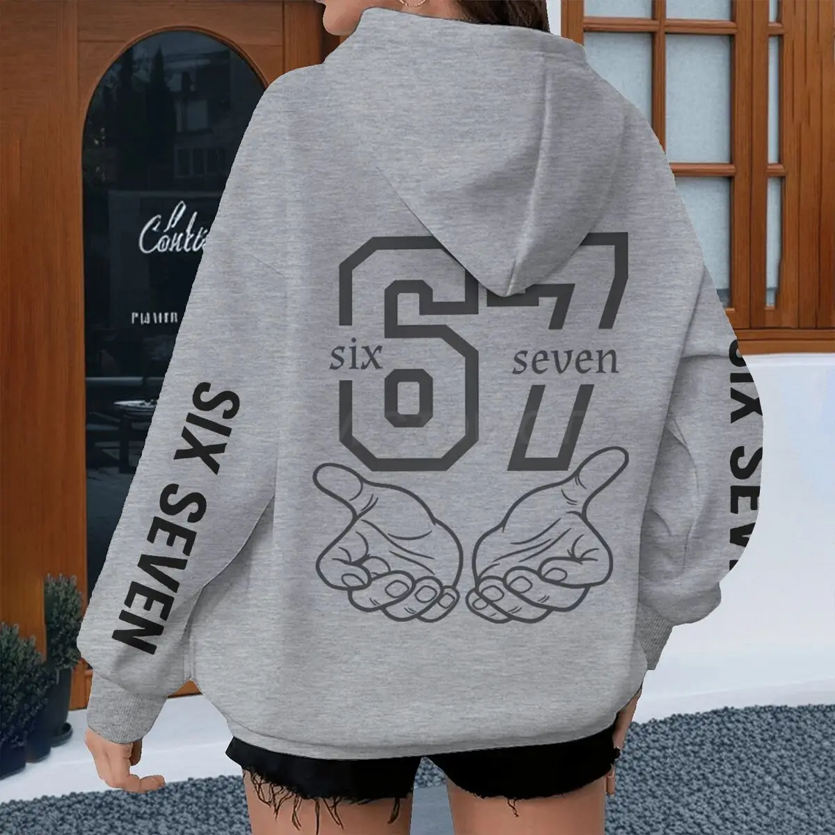 Six Seven Fun Palm & Number Cartoon Hoodies Langarm Frühling Autumnn Männer Frauen Streetwear Fashion Six Seven Unisex Hoodie