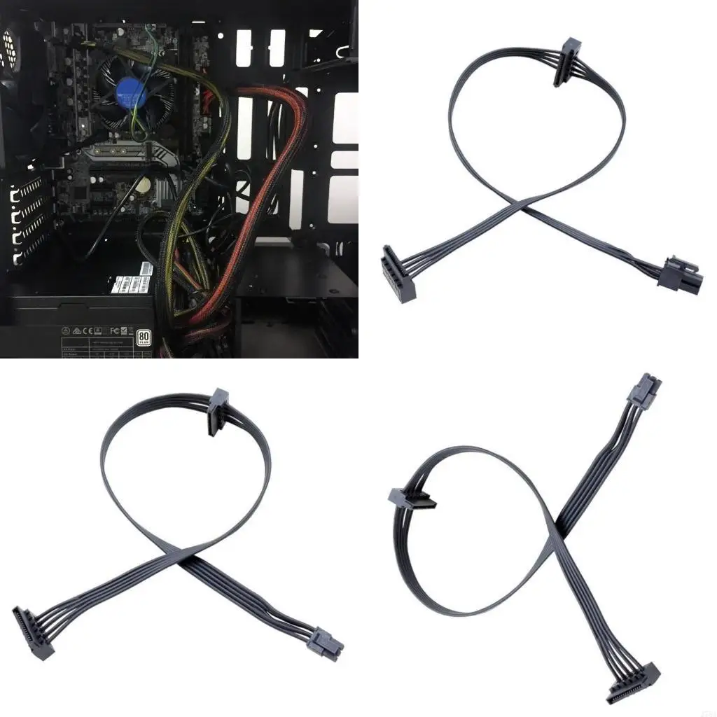 J78A Mini 4Pin/4Pin/Mini 6Pin to Double 15Pin Hard Drive Power Cable Mini 4P to Serial Double Hard Drive Power Cable Replacement