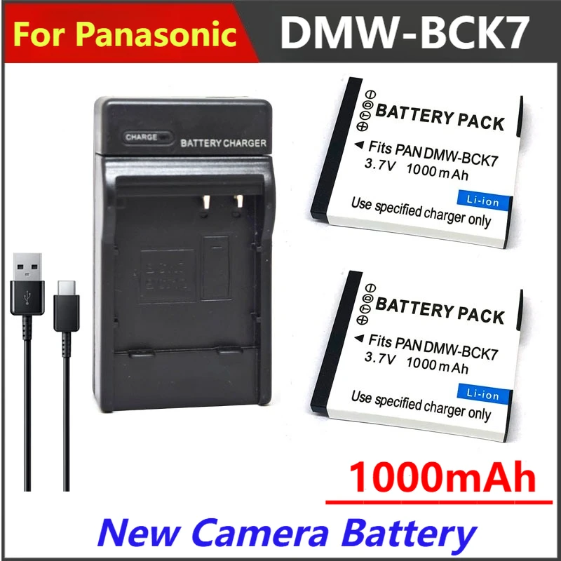 

1000mAh DMW-BCK7 E BCK7PP NCA-YN101G Battery Charger For Panasonic Lumix DMC FP5 FP7 FH2 FH5 FH24 FH25 FS16 FS18 FS22 FS28 FS35