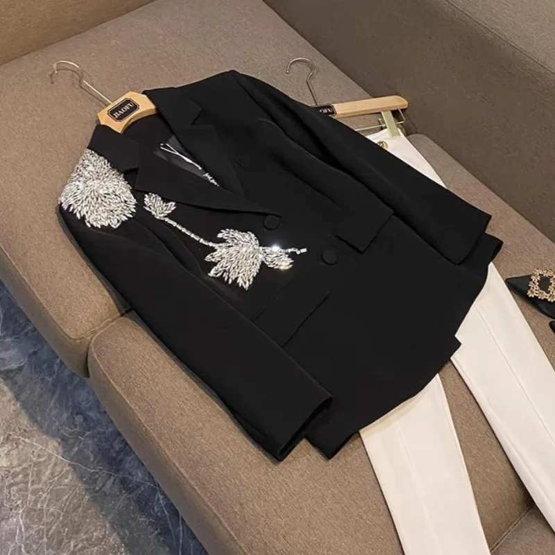 

Temperament Heavy Industry High Fashion Flower Splicing Loose and Thin Elegant Blazer Female Douyin Star with The Same Fire