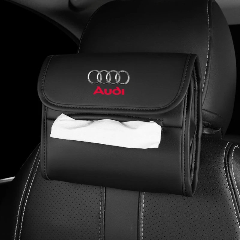 

1Pcs Car Leather Hanging Tissue Box Seat Back Napkin Paper Storage Bag For Audi Q2 Q3 Q3 Q4 Q5 Q6 Q7 Q8 S6 SQ2 TTS Auto Accessor