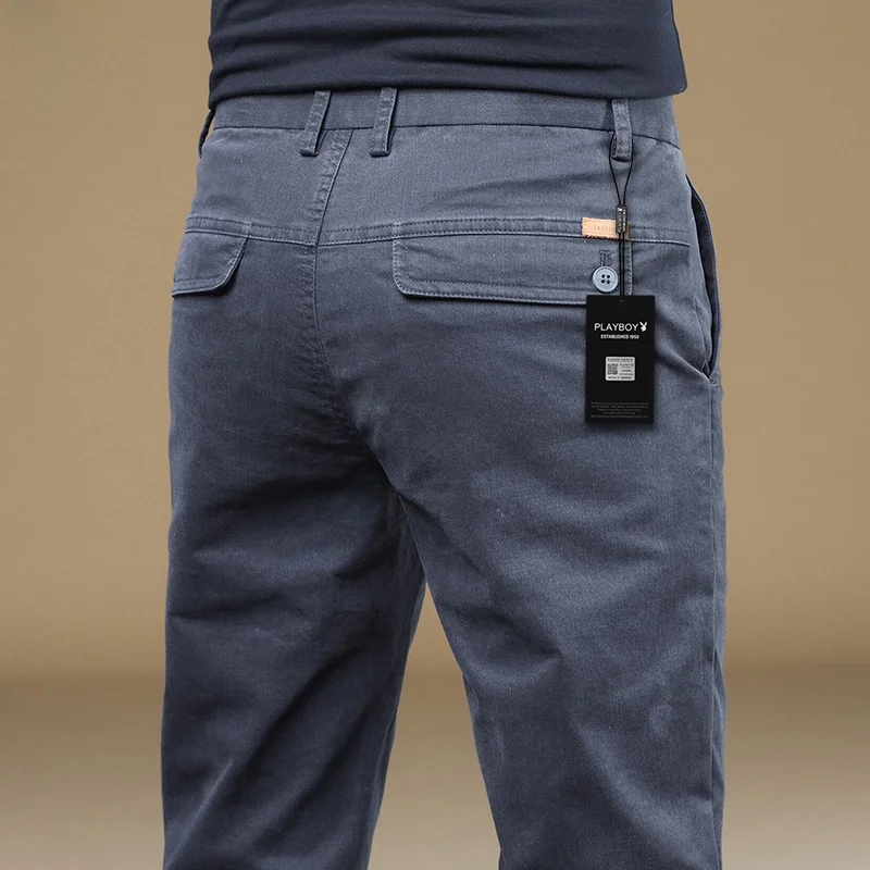 

ay Casual Pants for Men Slim Fit Spring New Sle Trendy Versatile Elastic Fiber Cotton Polyester Zipper ket