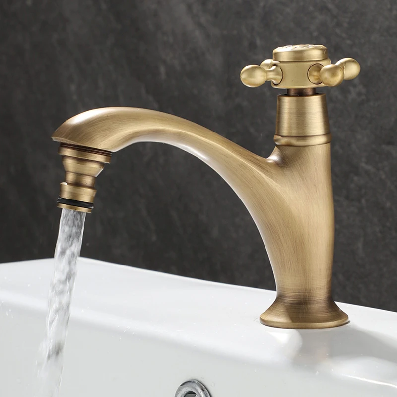 

Одиночный холодный винтажный смеситель для раковины, смесители для биде, антикварные смесители для ванной комнаты с одной ручкой и одним отверстием, смесители для ванной комнаты WF-855B601
