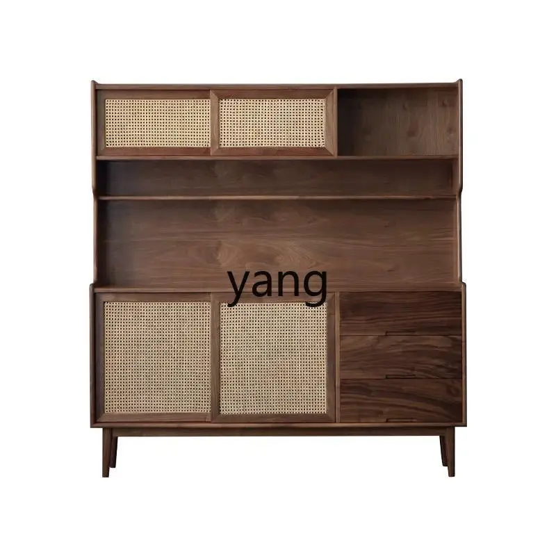 

Yjq rattan dining side wine cabinet integrated against the wall solid wood restaurant against the wall storage cabinet storage