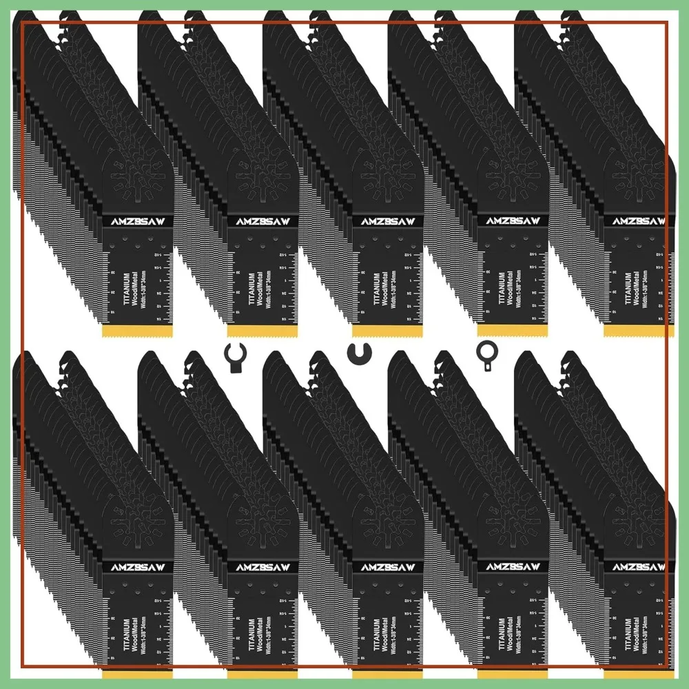 

200 PCS Oscillating Tool Blades,Titanium&High Carbon Steel Saw Blades for Wood Metal Plastic,Quick Release Multitool Blades Kit