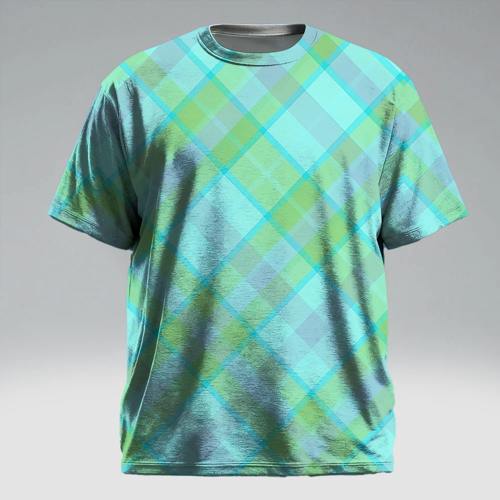 

S-9xl plus size Men's Short Sleeve T-Shirt: Plaid-Chic StyleSleek Mini Plaid Prints, Wrinkle-Resistant, Ideal for Daily Casual