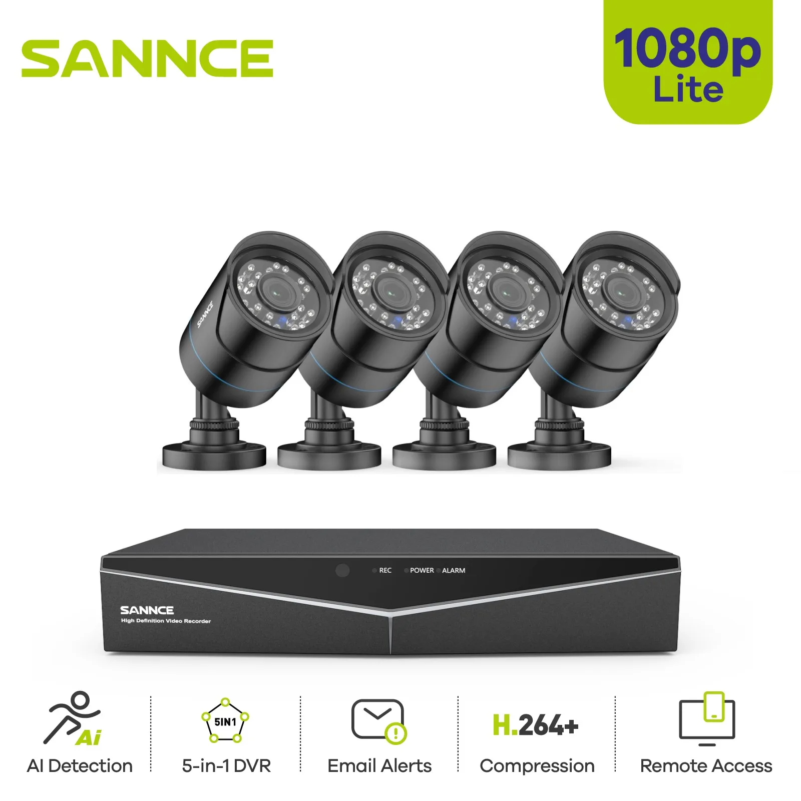 

SANNCE 8CH 1080N Video Surveillance System 4 IN 1 Smart IR Camera Night Vision Outdoor Weatherproof Remote Access CCTV CameraKit