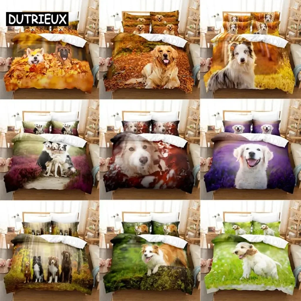 

Kawai Kids Duvet Cover Set Double Bed 200x200 Queen Size Single Bedding Sets Dogs King Full Twin 3D Quilt Case Linen Pillowcase
