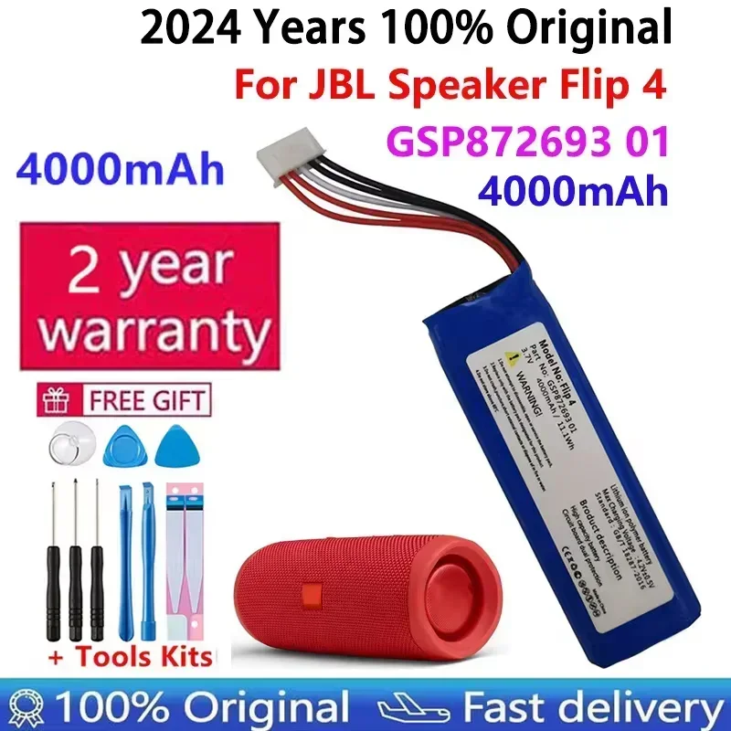 

Original 3.7V 4000mAh Rechargeable Battery Pack For JBL Speaker Flip 4, Flip 4 Special Edition GSP872693 01 Batteries Bateria