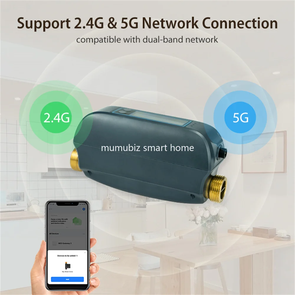 Tuya Smart IP66 Waterproof WiFi Water Valve DN20 0.75 Inch Vavle Realtime Screen Display Water Meter Water Flow Rate Detect
