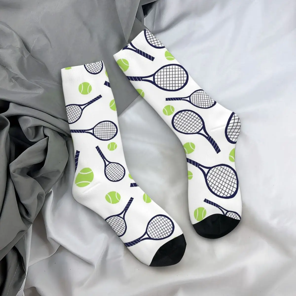 

All Seasons Crew Stockings Tennis Racket And Ball Socks Casual Long Socks Accessories for Men Women Christmas Gifts