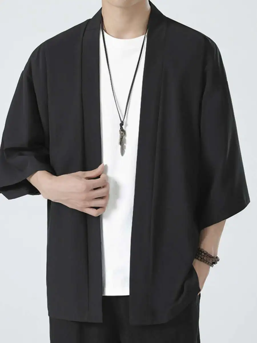 Nouveau chinois Sle hommes été mince glace soie Protection solaire coupe-vent Long manteau traditionnel Tang Hanfu ancien Daoist Robe