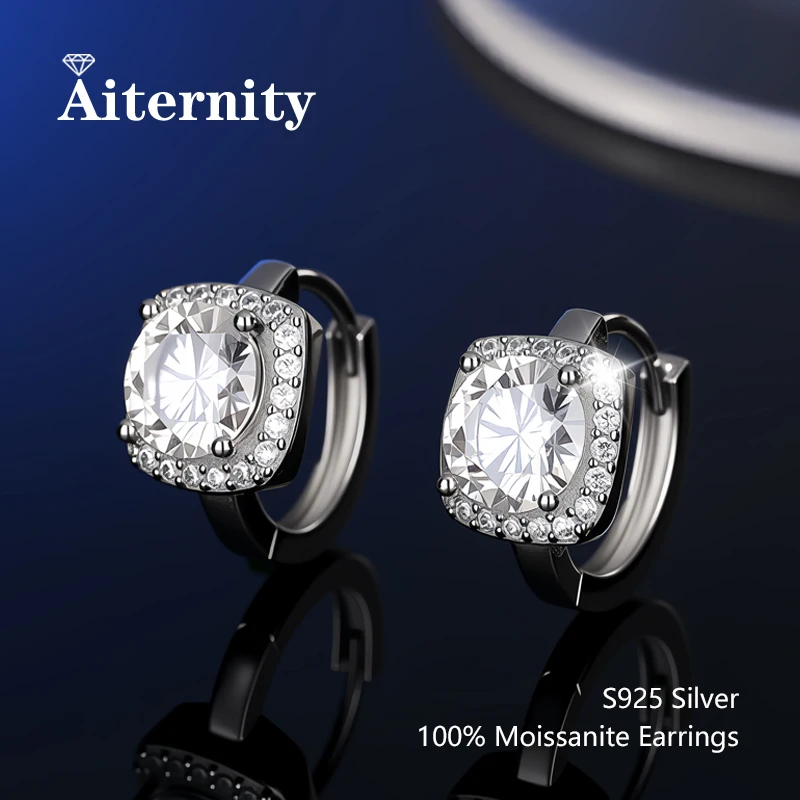 

Женские серьги-кольца с муассанитом и ручкой-тестером из стерлингового серебра GRA S925, застежки для ушей, пряжка, оригинальные новые изысканные ювелирные изделия