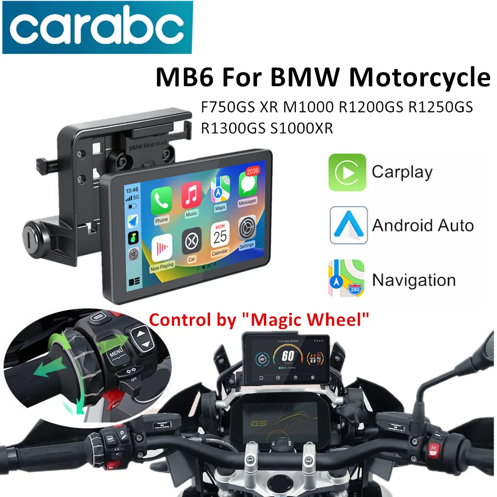 

CARABC 6 "MB6 мотоциклетная навигация беспроводной Carplay Android Auto для BMW F750GS XR M1000 R1200GS R1250GS R1300GS S1000XR