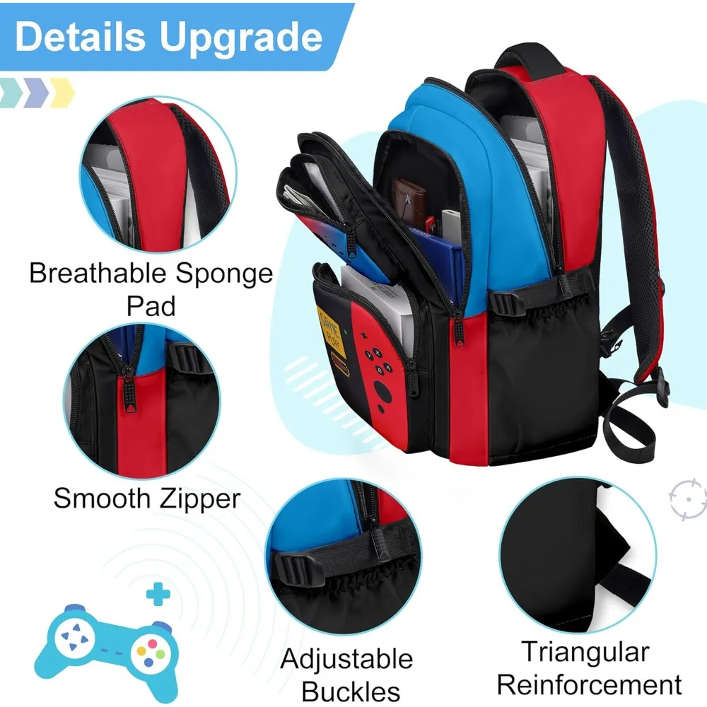 3PCS Kids Rolling Backpack for Boys Gamer Roller Wheels Bookbag with Lunch Box Travel Lightweight Roller School Bag for Teen - view 5