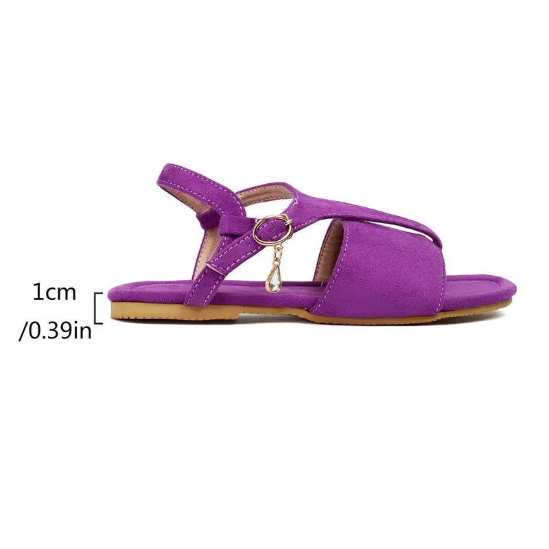 REAVE CAT 2024 Summer Women Sandals Clip Toe Flock Suede Buckle T-Strap Size 49 50 Leisure Soft Daily Flats Female