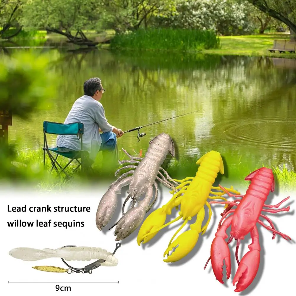 9cm/12.5g Fishing Bait Hollow Simulation Realistic Tempting Angling Soft Rubber Floating Lobster Artificial Bait Outdoor Fishing