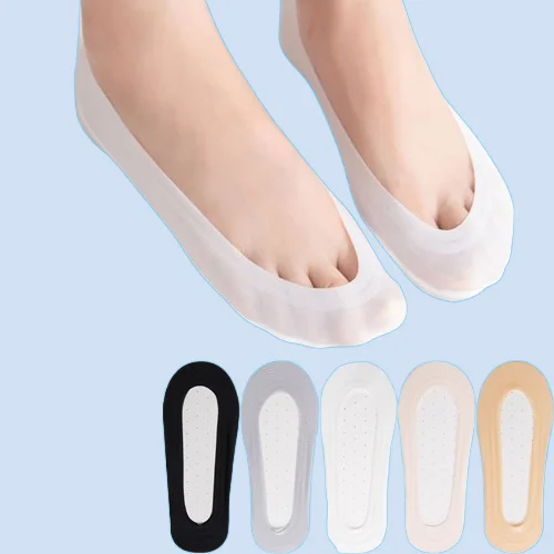 

5 Pairs Socks Women's Ankle Short No-Show Set Foot Cotton Female Invisible White Low Cut Summer Non-Slip Boat Sock