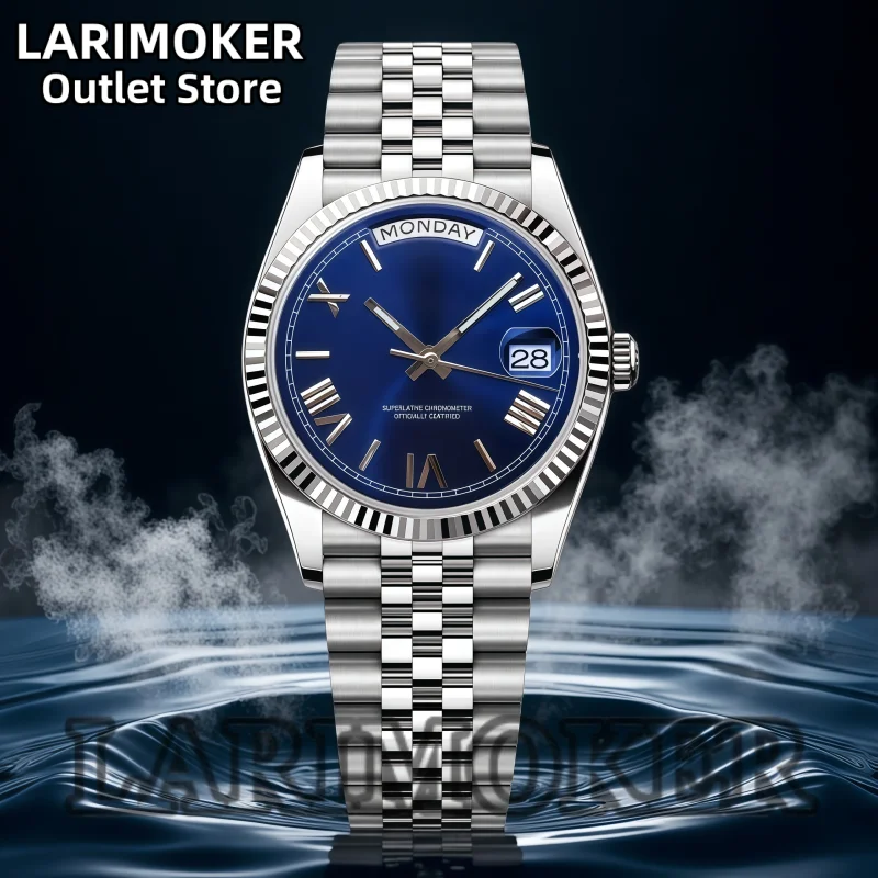 

Мужские автоматические механические часы LARIMOKER 36 мм 39 мм с механизмом Miyota 8285, водонепроницаемые, из нержавеющей стали, с циферблатом с римскими цифрами