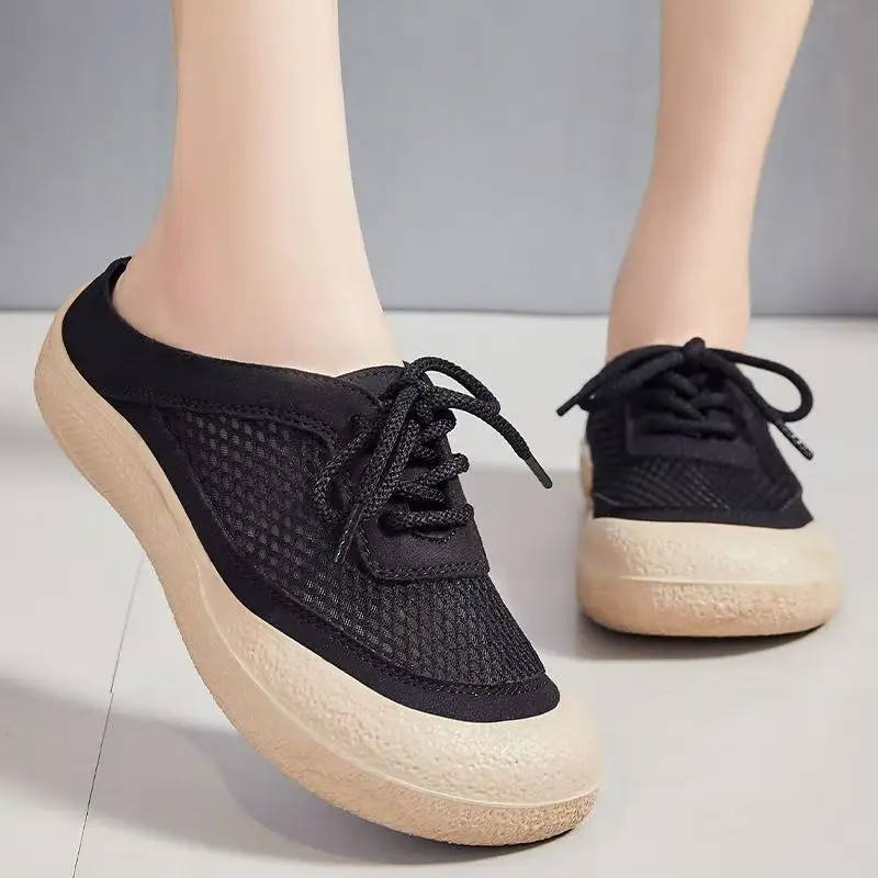 المرأة الصيف جديد باوتو شبكة نصف النعال لينة وحيد عدم الانزلاق تنفس في الهواء الطلق شبشب رياضي غير رسمي المشي النعال الصنادل