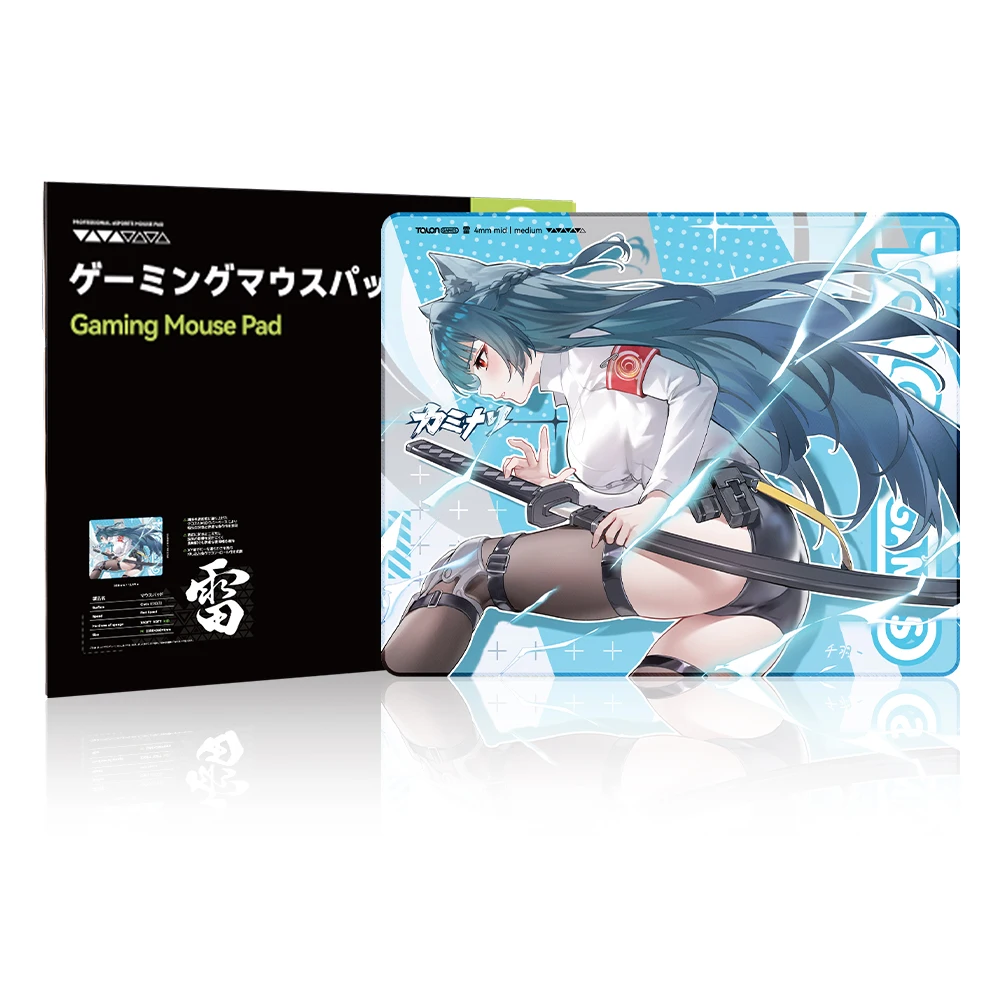 TALONGAMES Gaming Mouse Pad Kaminari Esports Mouse Mat, 4mm Rubber Base, Durable Anti-Fray Edge, High Glide, M Size, Anime