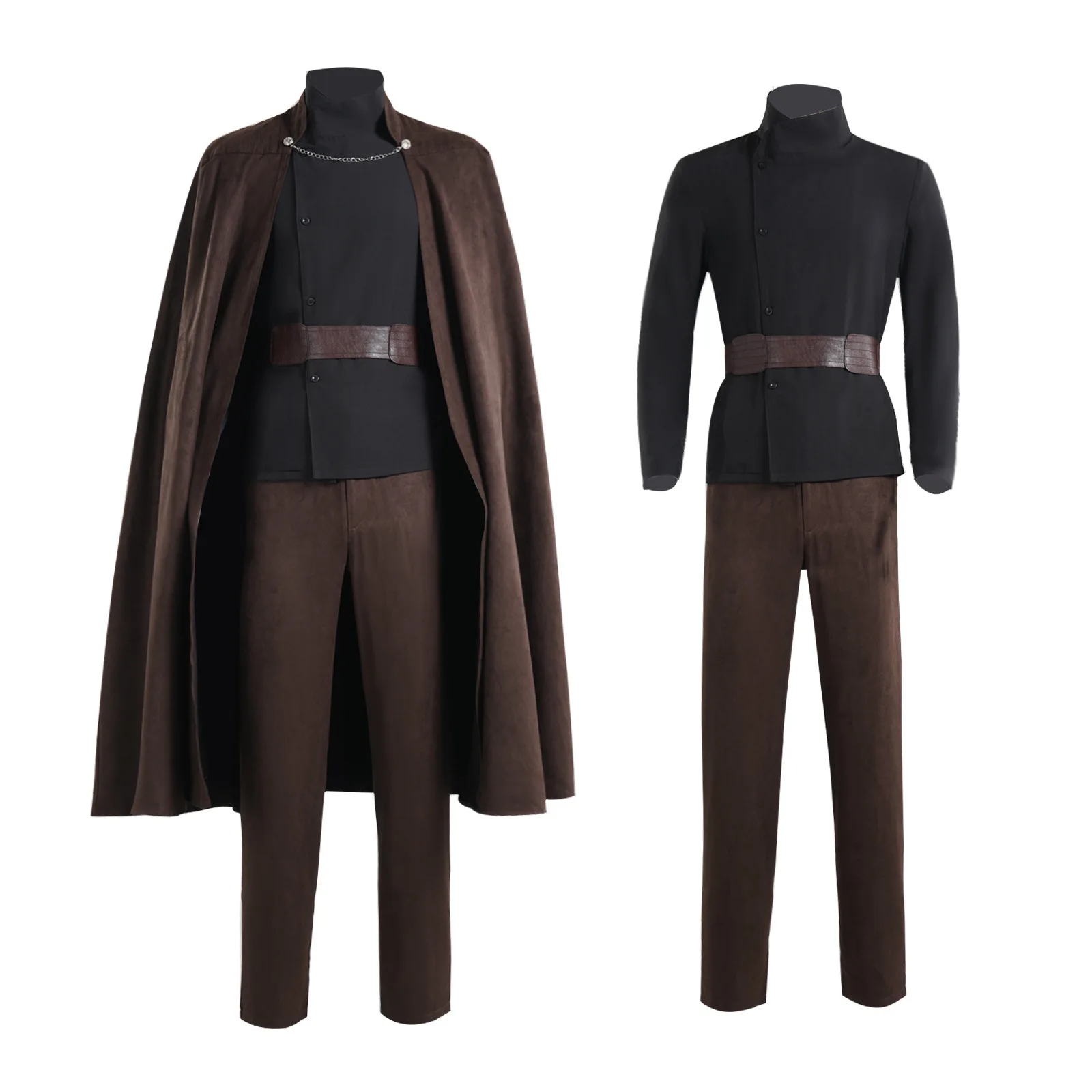 Adult Count Dooku Cosplay Full Set Jedi Brown Cloak Tunic with Belt Count Dooku Halloween Uniform for MenNaobciu view 2