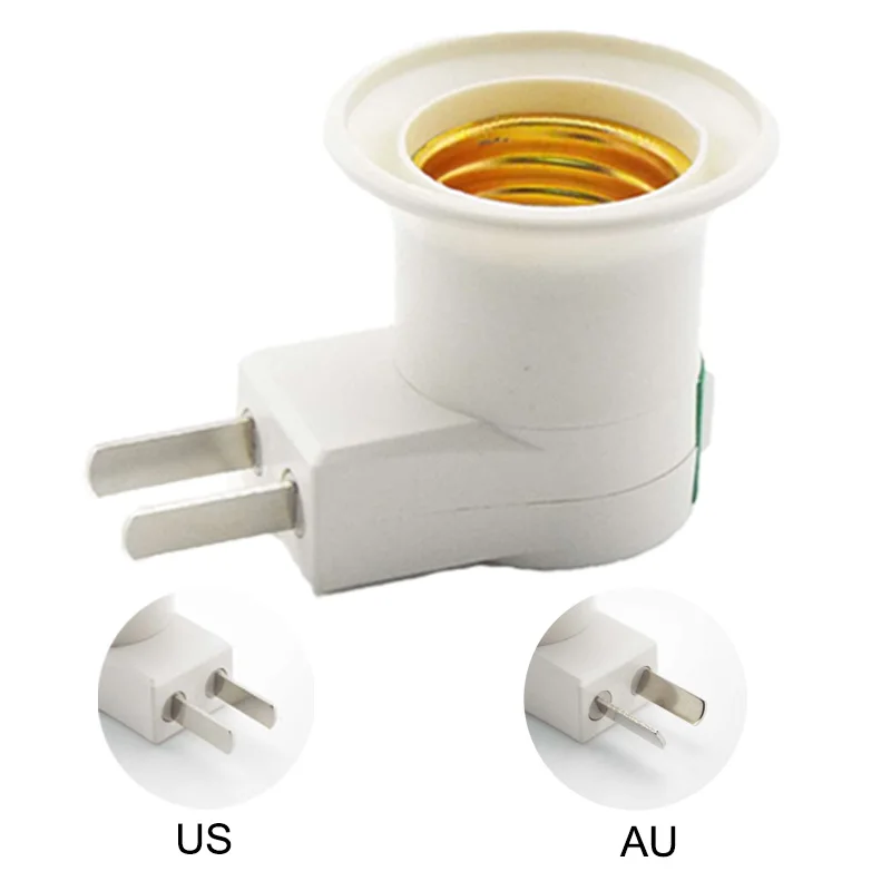 White E27 LED Light Socket To EU/US Plug holder Adapter Converter ON/OFF Switch Bulb Lamp base Socket LED Lamp Adapter Connector