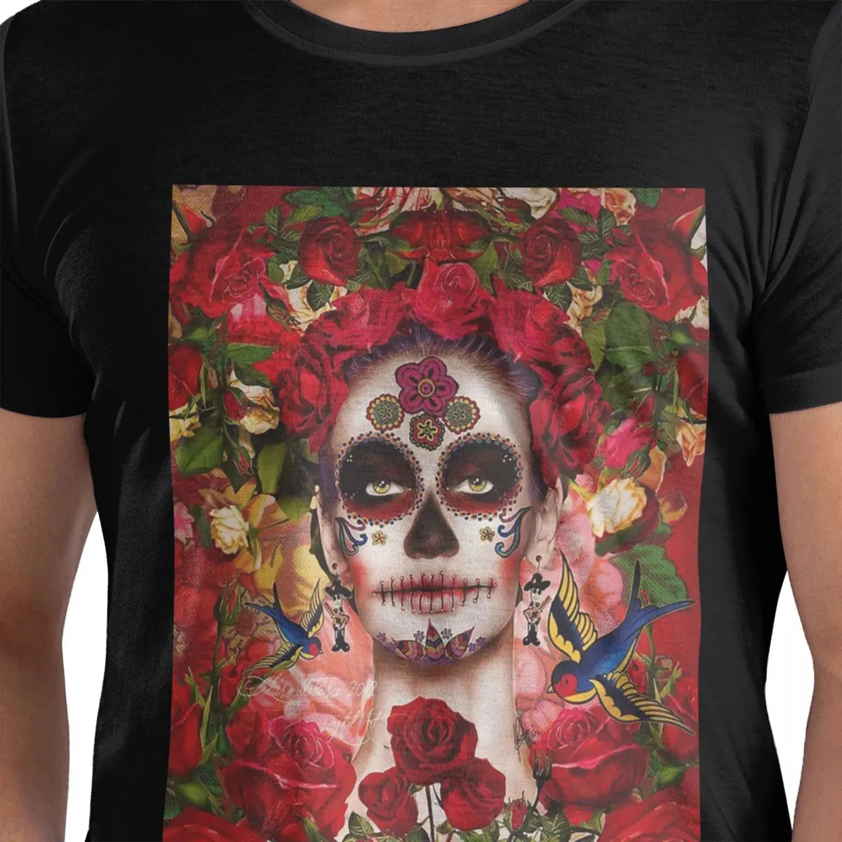 

Мексиканская Catrina Girl Day Of The Dead Sugar Skull Футболка из 100% хлопка Мужские забавные футболки Мужские круглые вырезы с коротким рукавом S-6XL