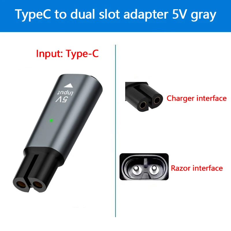 1Pc 5V Type-C Shaver Adapter Charger Converter for Philips OneBlade QP2724 QP2834 QP1324 QP1924 QP4530 Beard Trimmer