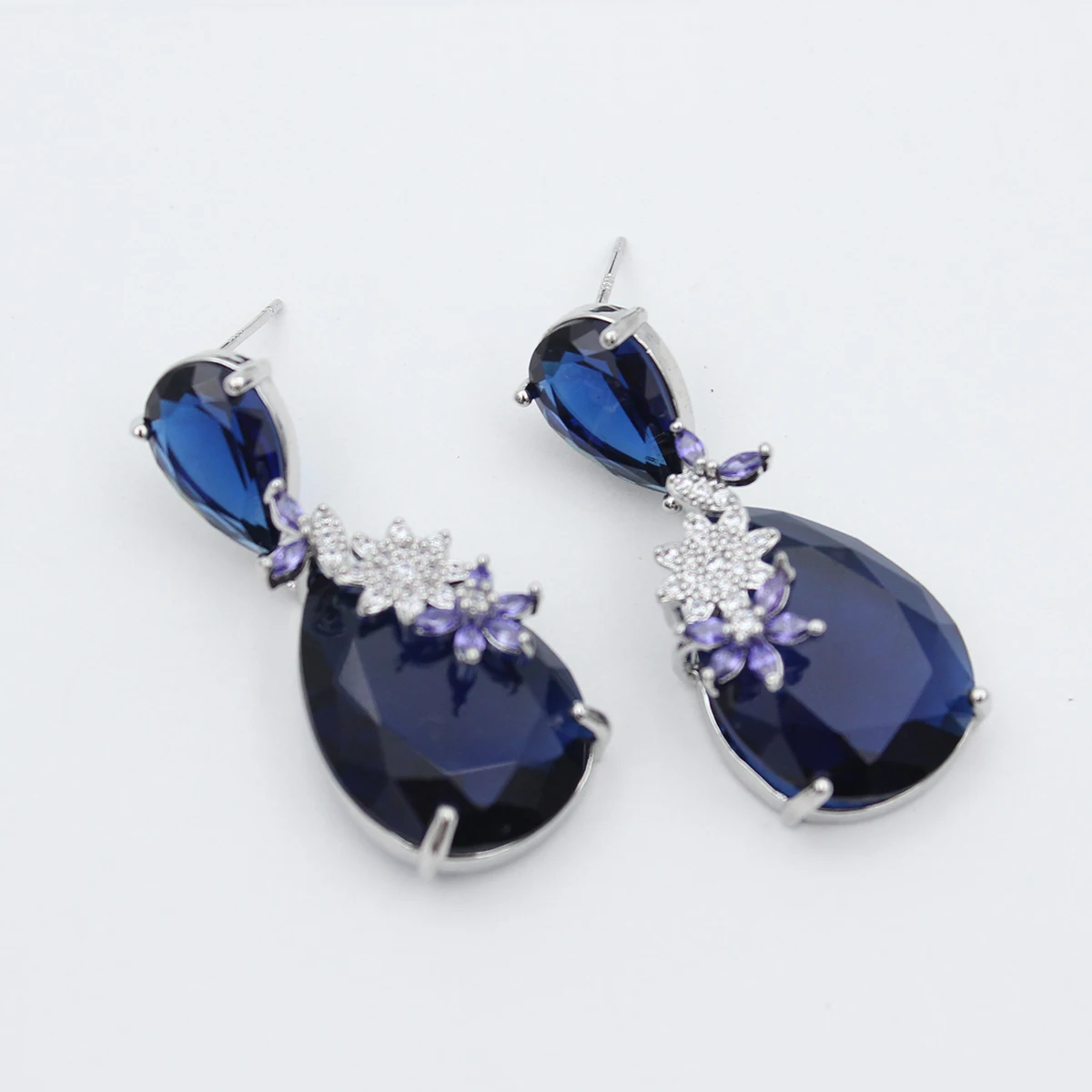 Dark Red Royalblue Water Drop Dangle Earrings for Women Elegant Jewelry Wedding Evening Party Office Lady Gift