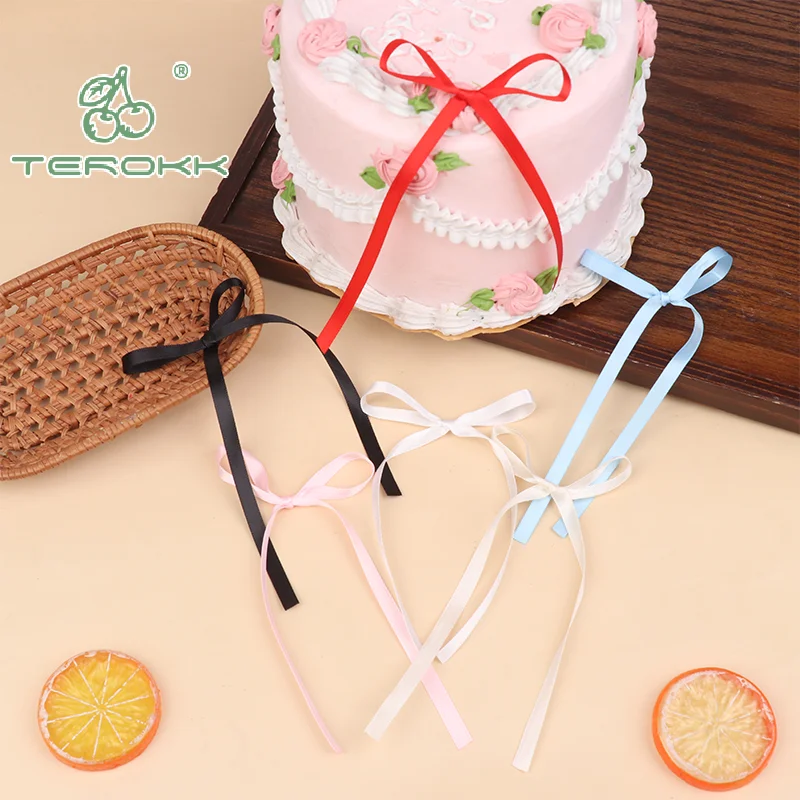 10Pcs Bow Ribbon Cake Decoration Desserts Home Decor Birthday Party Decor Kids Valentine's Day Evening Events Cake DIY Decor