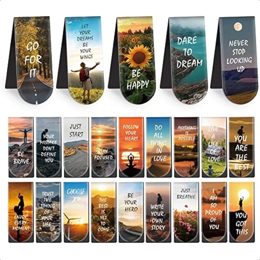 

Magnetic Bookmarks 46PCS Inspirational Slogan Nature Scenery Pattern Bookmarks Encourage Yourself Book Mark for Book Lovers Wom
