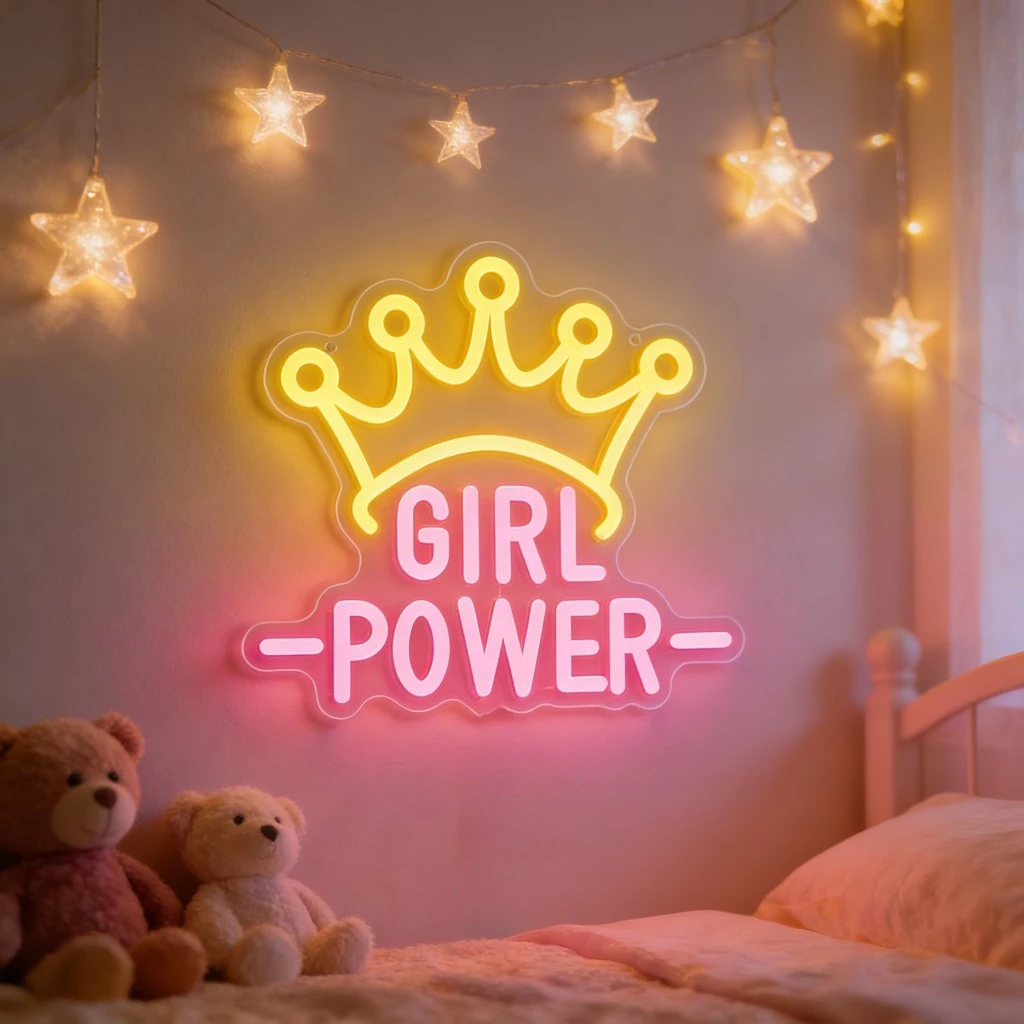 

Girl Power LED Neon Sign Wall Art for Girl Room Bedroom Decor Empowerment Romantic Ambiance Lighting Teen Room Gaming Room Gift