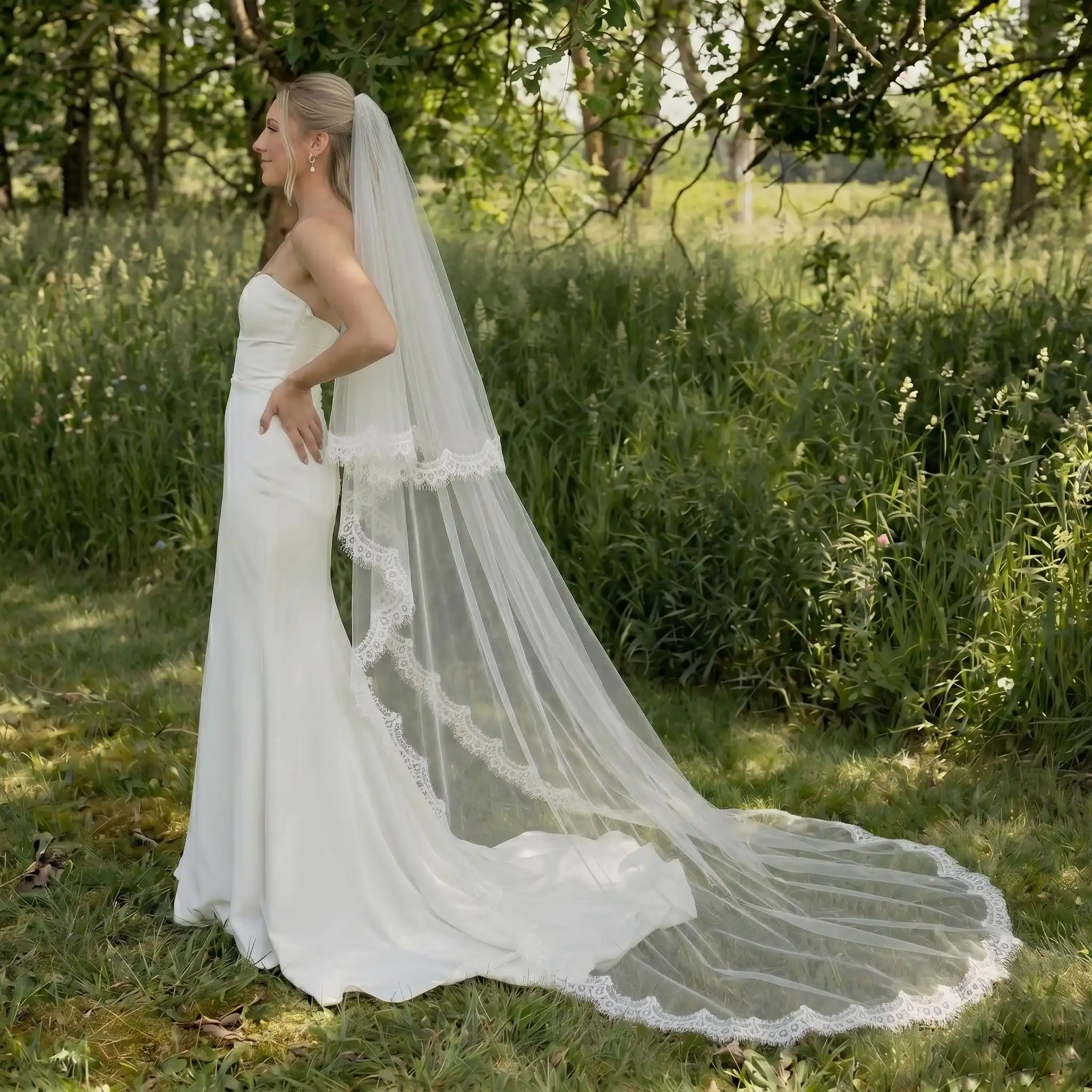 Two Tier Wedding Veil Cathedral Blusher Veil Bride Accessories