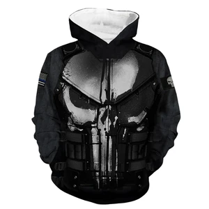 ديزني تأثيري 3D طباعة هوديس للرجال, Punisher Print, أزياء الشارع تأثيري, بلوزات رجالية, الشتاء أفضل 8 قميص من النوع الثقب بثقب الإبهام مبيعا - No3