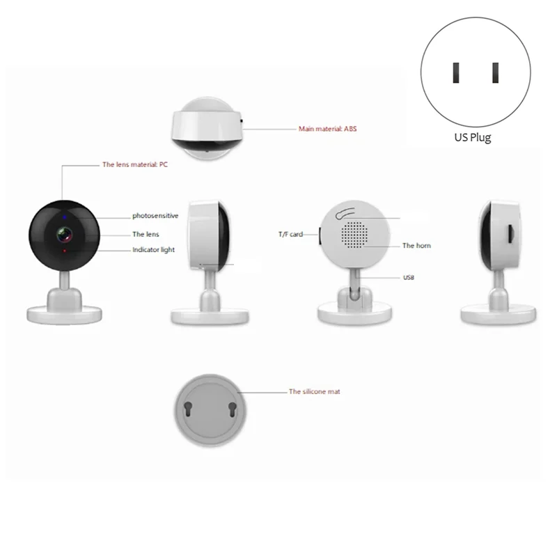 Indoor Wifi Tuya Camera, Baby Monitor, Smart Life Home Security Wireless Mini Camera, IP CCTV, Two Way Audio US Plug