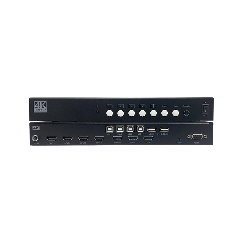 Hd Kvm Switch 4X1 Quad Multi Viewer 4 In 1 Uit Kvm Hd Processor Scherm Multiviewer Naadloos Voor 4 Pc Delen Muis Toetsenbord 4k60