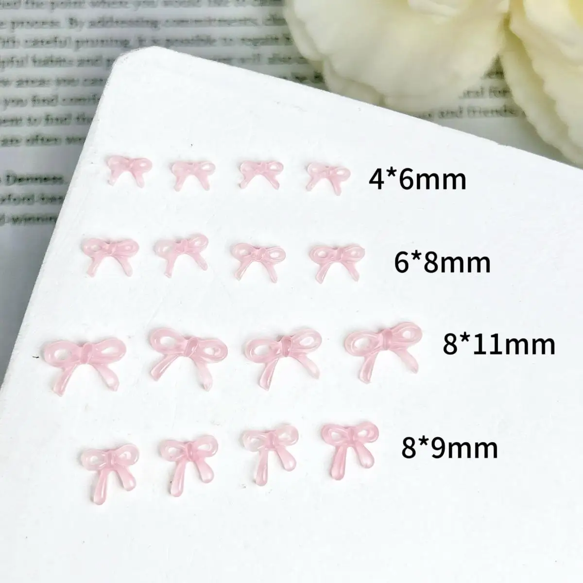 60PCS Translucent Sweet Bowknots Resin Nail Art Decorations Hollowed Glossy Jelly Bows Nail Charms Accessories DIY Nails Designs - Image 2