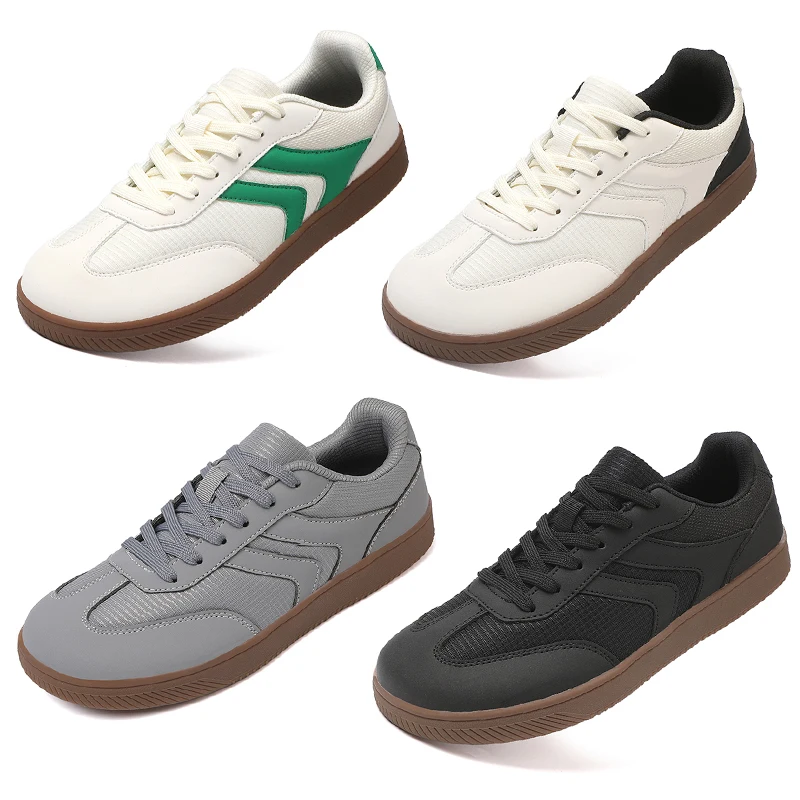 Wide Toe Shoes Unisex Artificial Leather Barefoot Sneakers Casual Retro Zero Drop Shoes for Women Men Casual Breathable Outdoor
