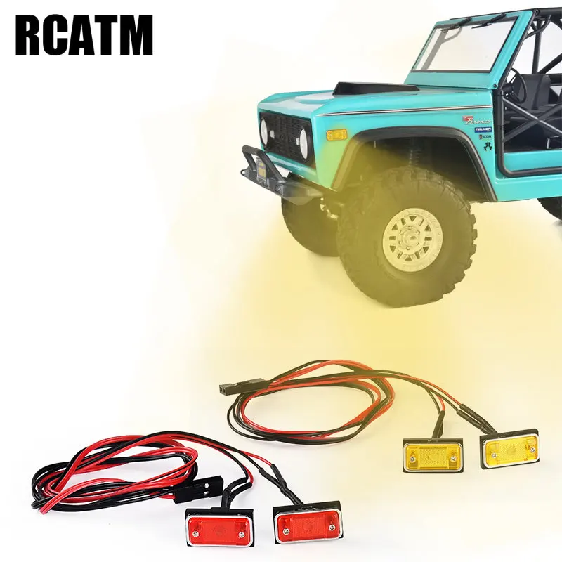 2Pcs LED Side Light Turn Lights 7.4V Yellow Red for 1/10 RC Crawler Car Traxxas TRX4 Defender Bronco AXIAL SCX10 RC4WD D90 Parts