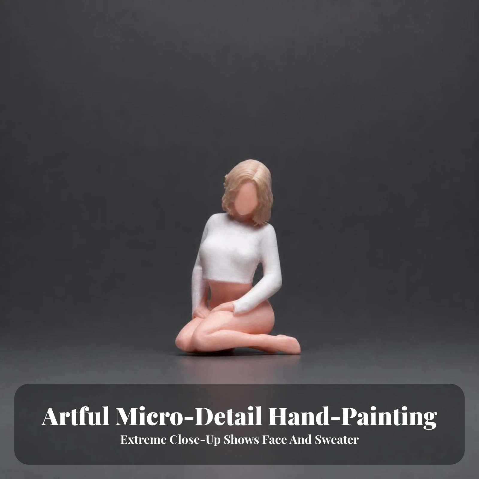 Kneeling Female Figurine Tiny Resin Miniature Figurine 1/64 Scale Figure Compact for Hobbyists, Dioramas, Desk Display