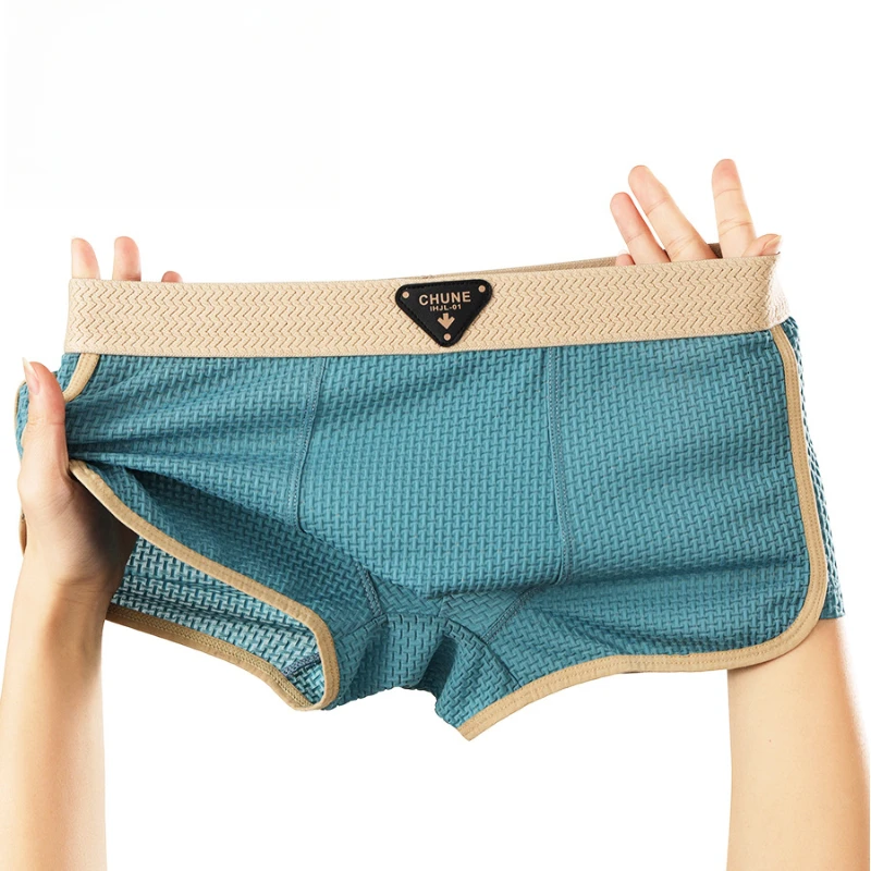 

Men's Arrow Shorts Underwear Solid Middle Waist Breathable Boxers Summer Stretch Bulge Pouch Boxer Cuecas Underpants