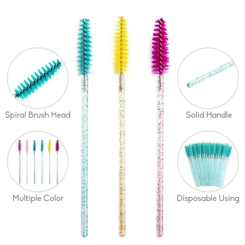 Disposable Crystal Eyelashes Brush Comb 25/50Pcs Eye Lashes Extension Mascara Wands Makeup Professional Makeup Beauty Tool