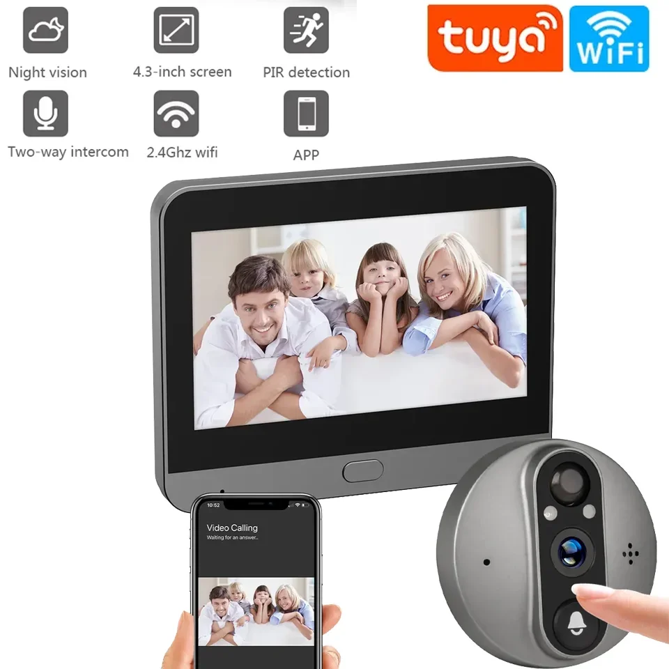 tuya smart wifi campainha de video 1080p 120 camera visualizador digital audio pir deteccao de movimento hd infravermelho alexa cartao tf 01