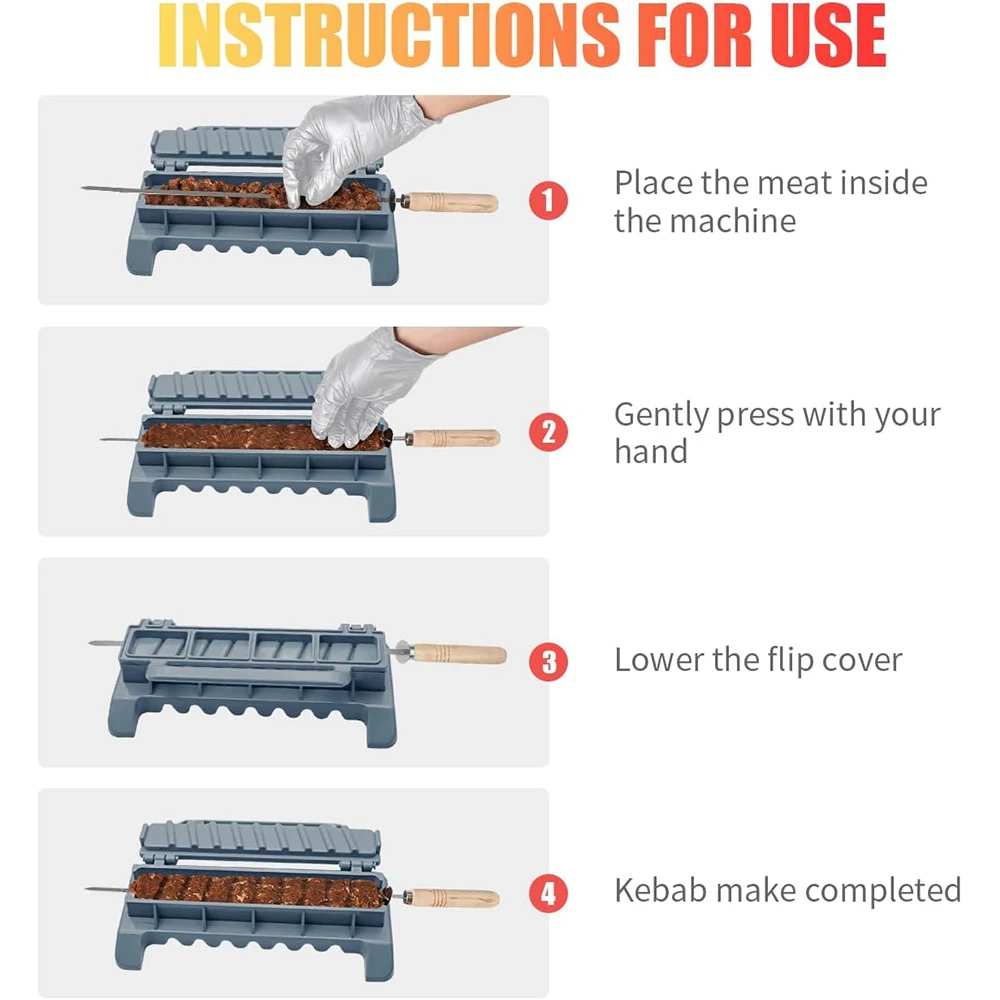 LMETJMA Large Kebab Maker Press Plastic Kebab Maker Press Machine Manual Kabob Maker Mold Kabob Maker Barbecue Skewers For BBQ view 4