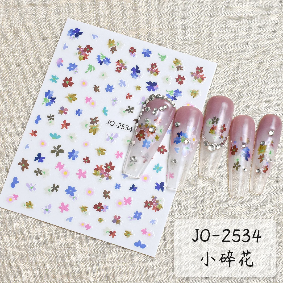 3d Nail Art Sliders Stickers Spring Candy Color Small Flowers Leaves Decals For Nails Manicures Tips Decorations