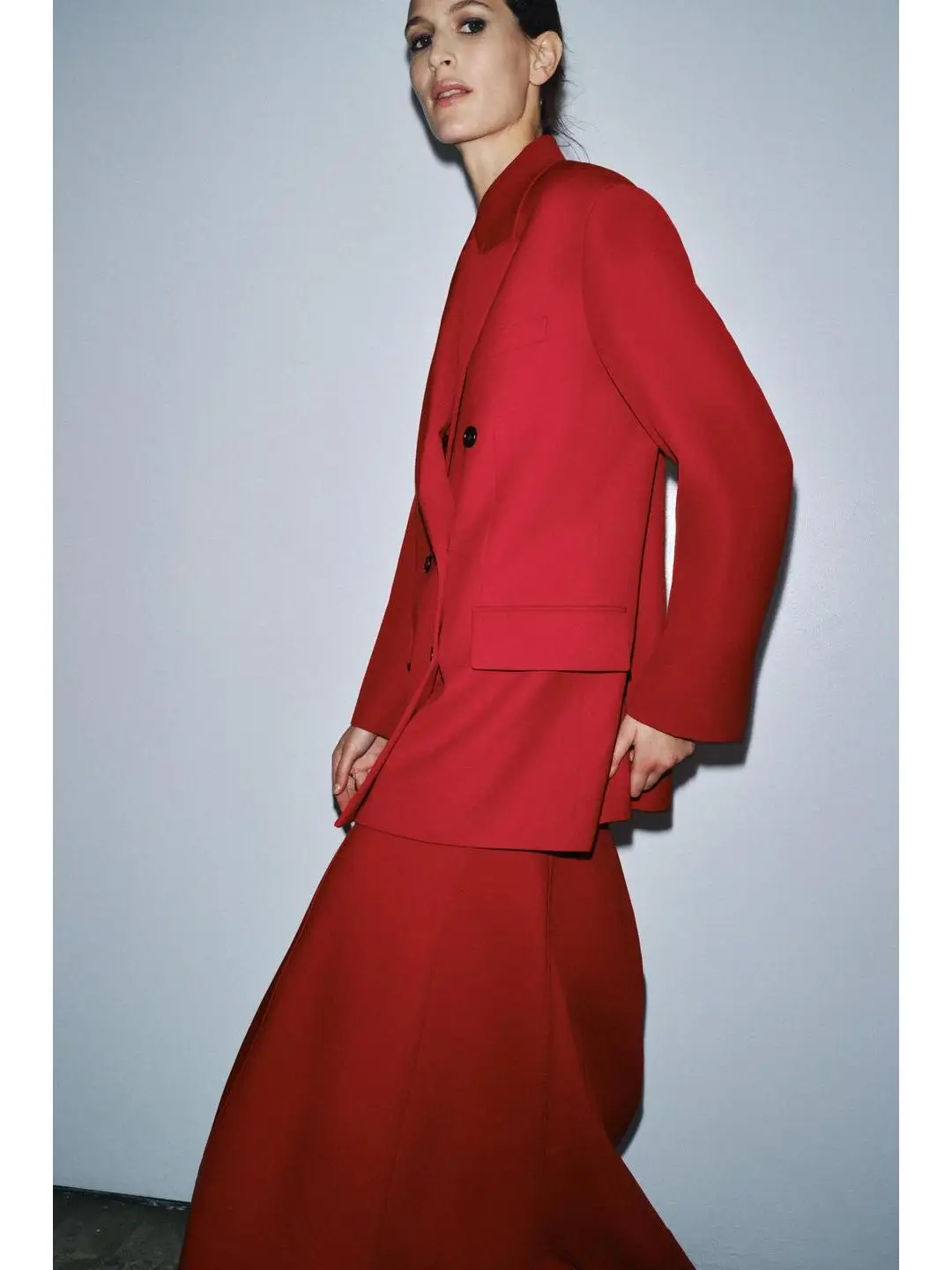 

Двубортный костюм Ele прямого кроя Jaet, осень-зима, Новое поступление, женский модный комплект с капюшоном, юбка-миди