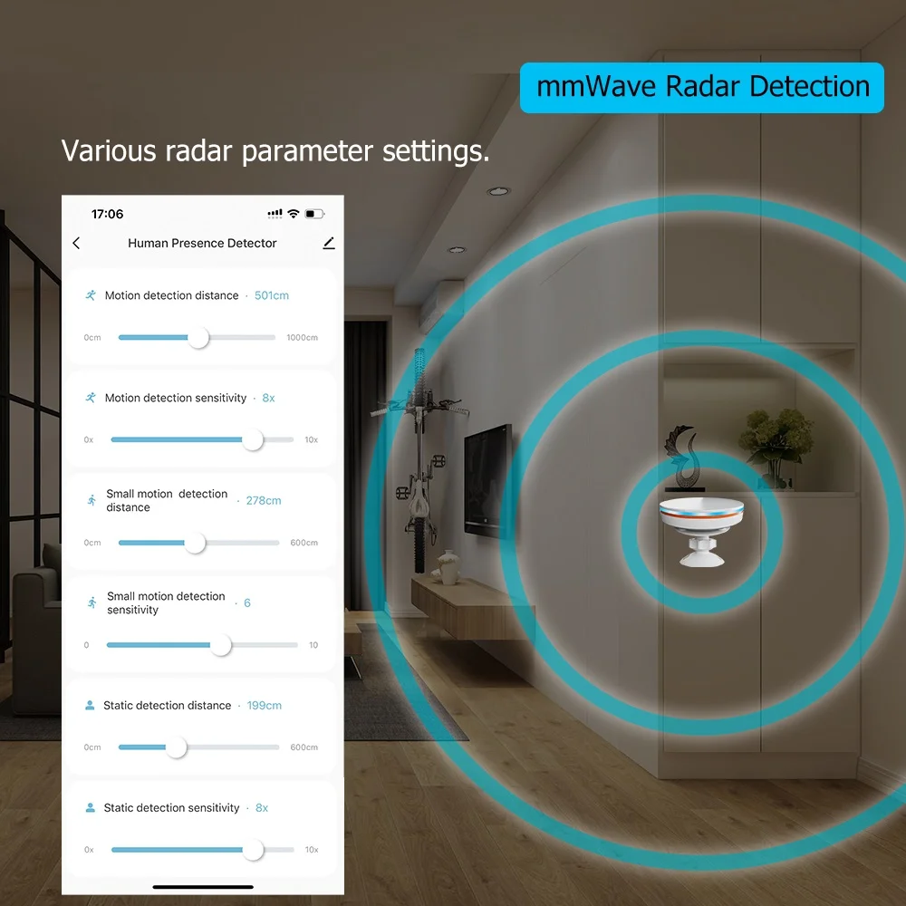 ZigBee 3.0/Wifi sensore di presenza umana 5V Radar MMwave con allarme sirena Motion Lux Detection Tuya/Smart Life domotica fai da te