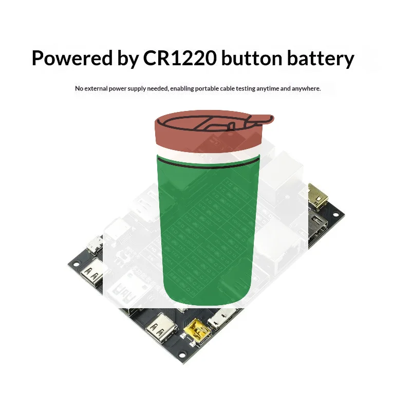 USB Data Cable Tester Type-C Type-B Micro Short Circuit Switch Test Board Ethernet Line Detection Module Built-in CR1220 Batter