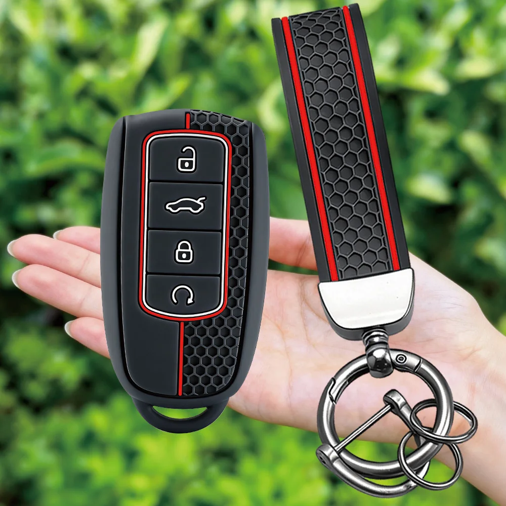 Keychain Silicone Car Key Case Cover For Chery Tigo 7 8 Pro Max Omoda C5 Tigo 7 8 Plus Arrizo 5 Plus Protect Shell Accessories